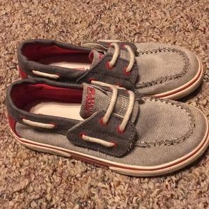 Boys Youth Sperry Velcro Top-Sider Gray Red 12